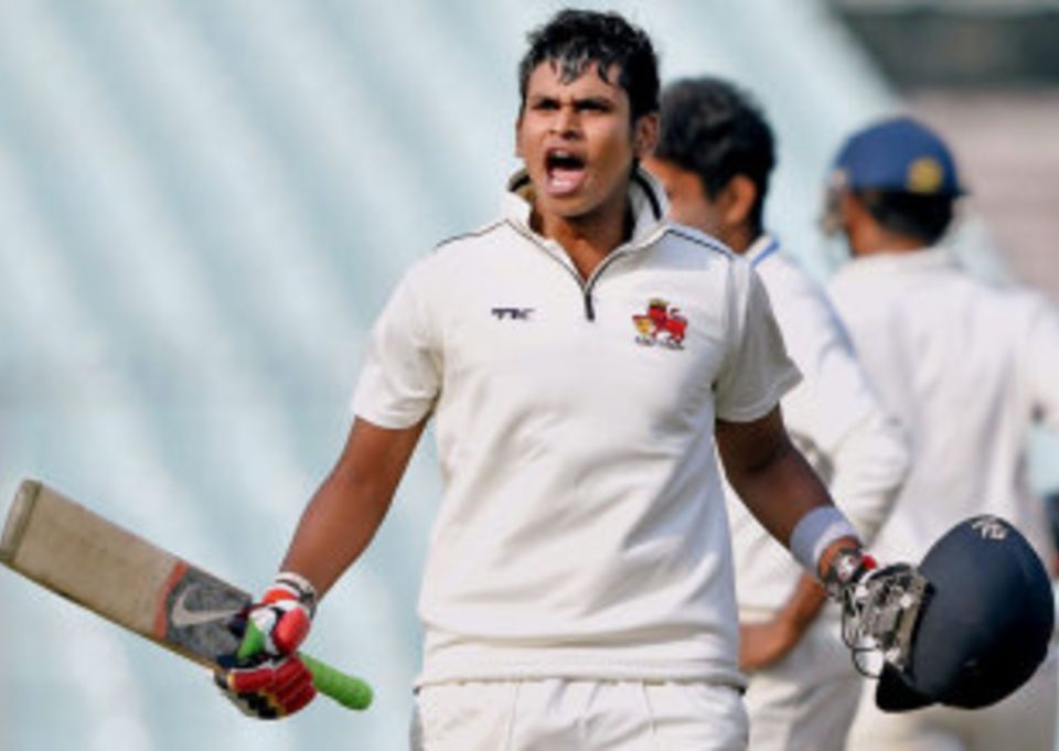 Shreyas Iyer celebrates his maiden first-class hundred