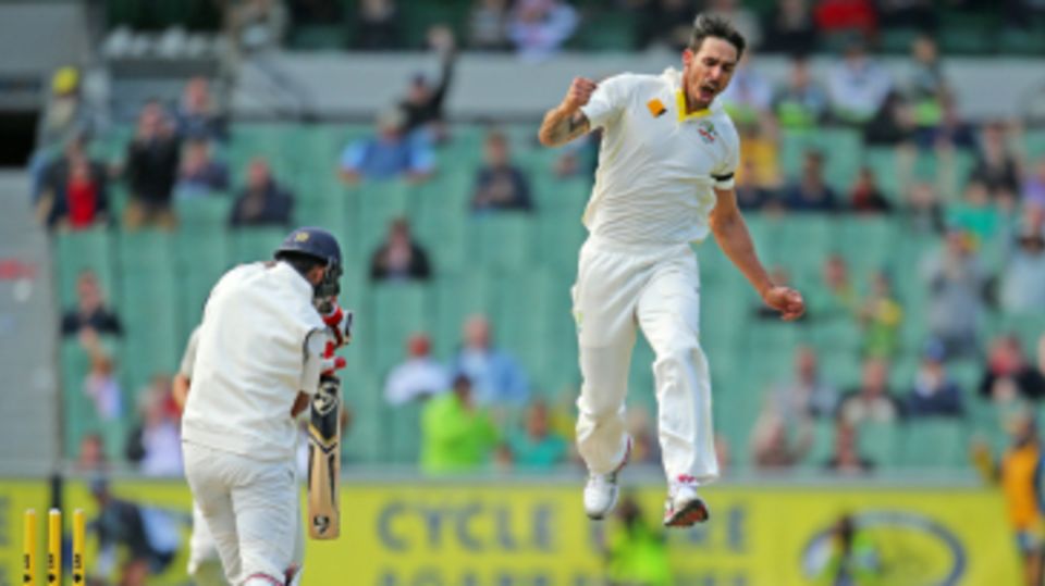 Mitchell Johnson produced a stunning delivery to bowl Cheteshwar Pujara