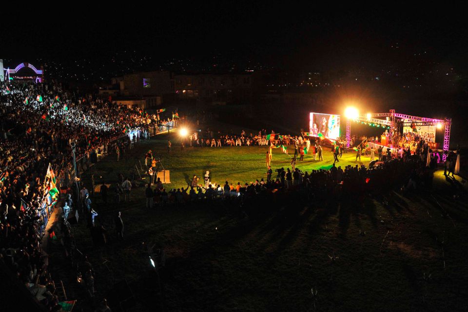 Home, victorious: crowds throng a stadium to welcome the team after it qualified for the World Cup, in October 2013