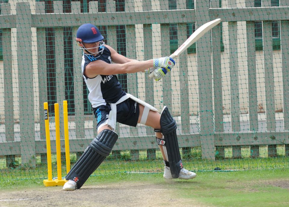Sam Billings netting with England Lions in Benoni last winter