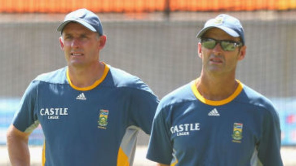 Former Australian cricketer Mike Hussey and former South Africa coach Gary Kirsten at the training session 