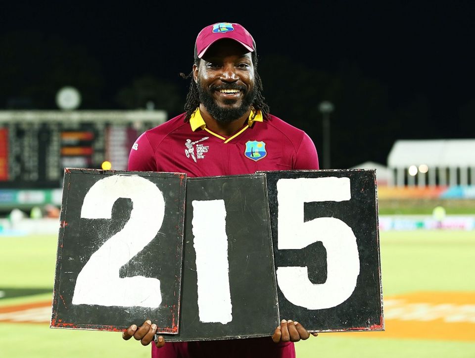 Big man, big number: Chris Gayle made the highest individual World Cup score