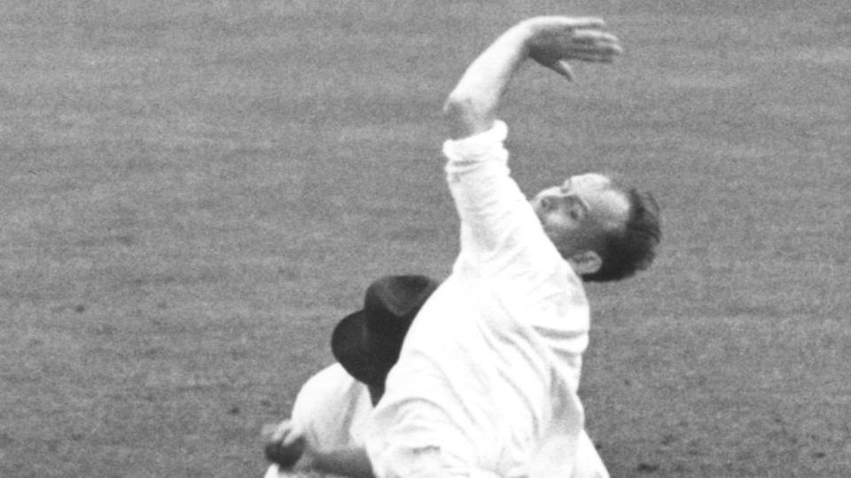 Frank Tyson during the 1954-55 Ashes where he claimed 28 wickets