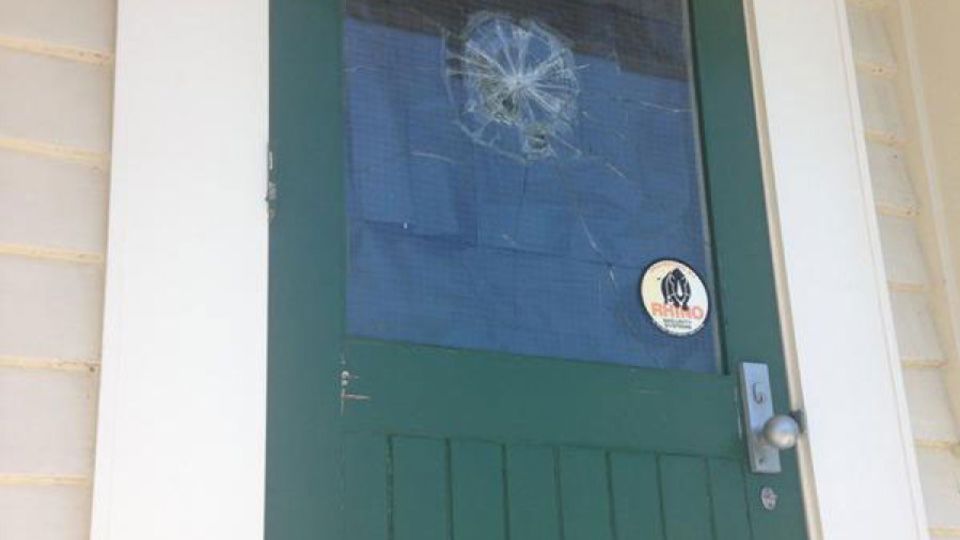 The smashed window pane at the bottom of the Merv Wallace Stand was gifted by Glenn Maxwell