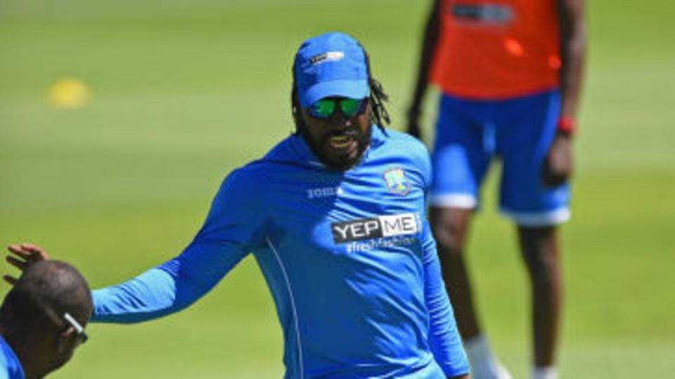 Chris Gayle shows off his football skills