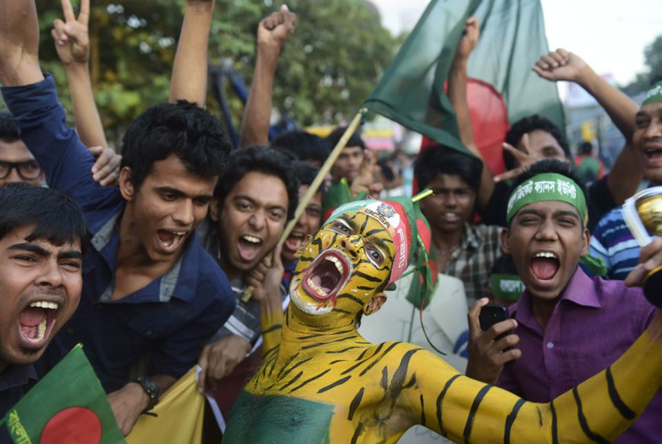 Bangladesh fans turned out to welcome the team home from the World Cup