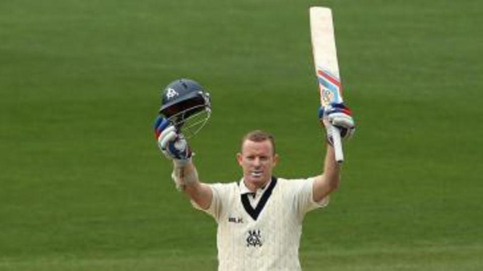 Chris Rogers celebrates his 72nd first-class century