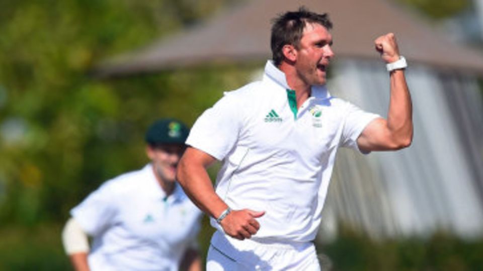 Hardus Viljoen celebrates a wicket