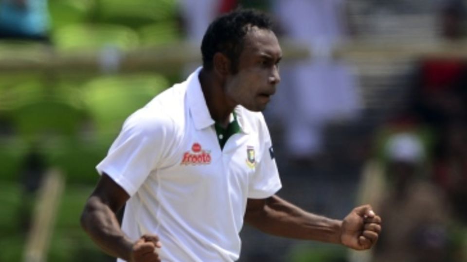 Mohammad Shahid celebrates his maiden Test wicket