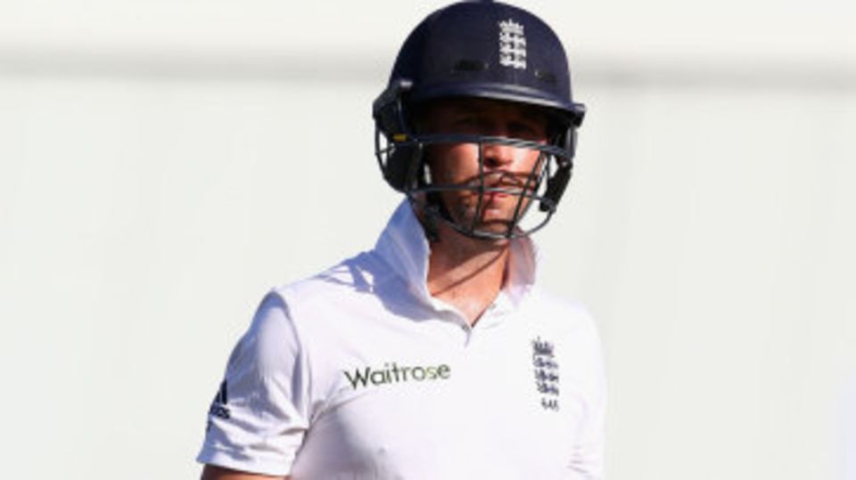 Jonathan Trott heads off after making 9