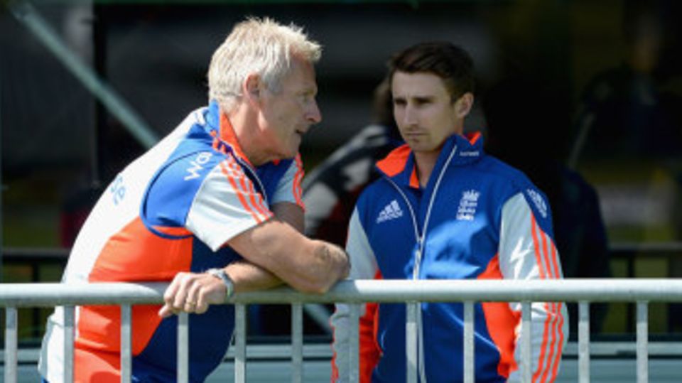 Peter Moores alongside England's latest captain James Taylor