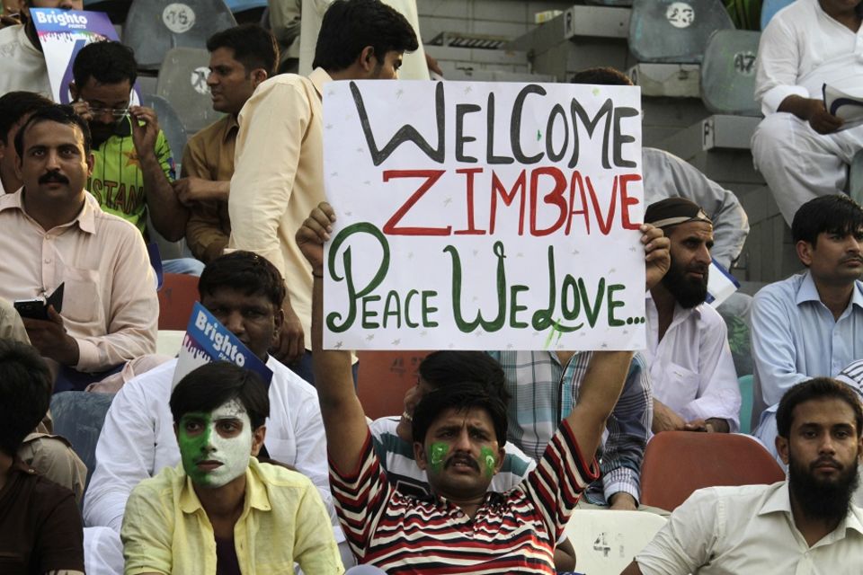 Whenever a Zimbabwe player came near the boundary, the crowd went, "Zimbabwe, Zimbabwe"