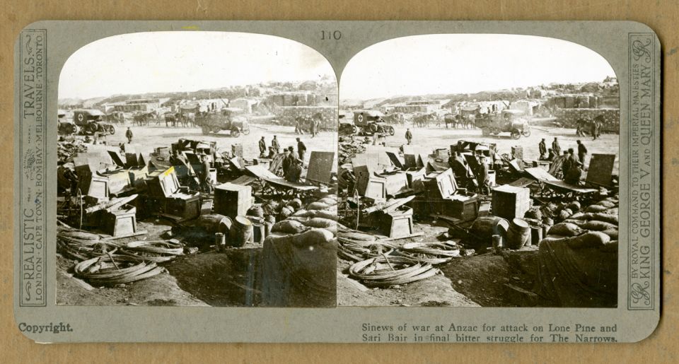 ANZAC troops at a supply depot during preparations for the Battle of Lone Pine, Gallipoli, during which Claude Tozer was erroneously reported to have died