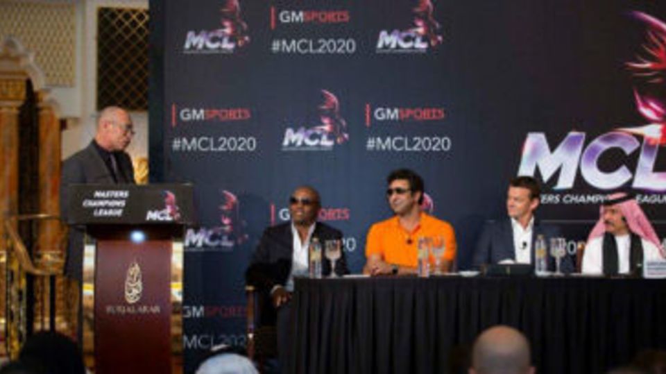 Danny Morrison, Brian Lara, Wasim Akram and Adam Gilchrist at the launch of the Masters Cricket League