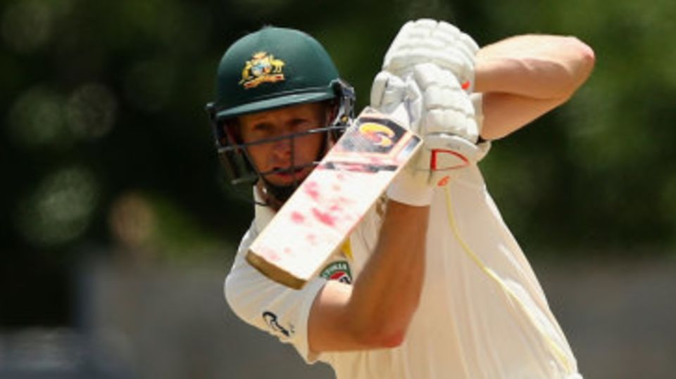 Adam Voges pushes to off during his first Test innings