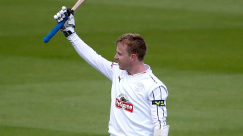 Adam Wheater takes the applause for his century