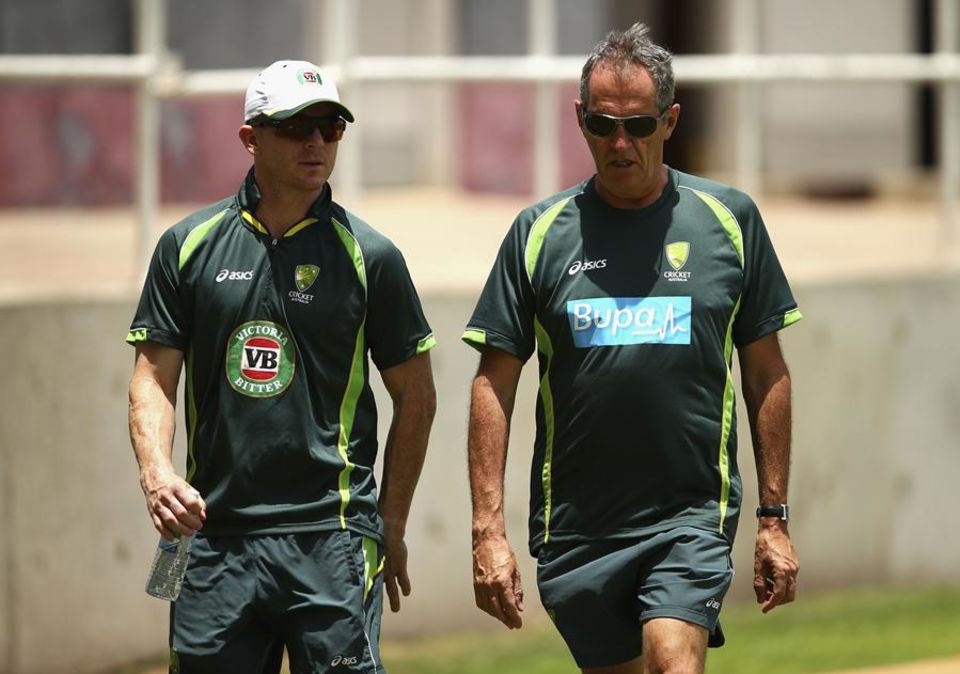 Chris Rogers chats to team doctor Peter Brukner