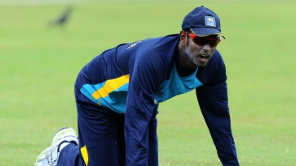 Angelo Mathews during a practice session