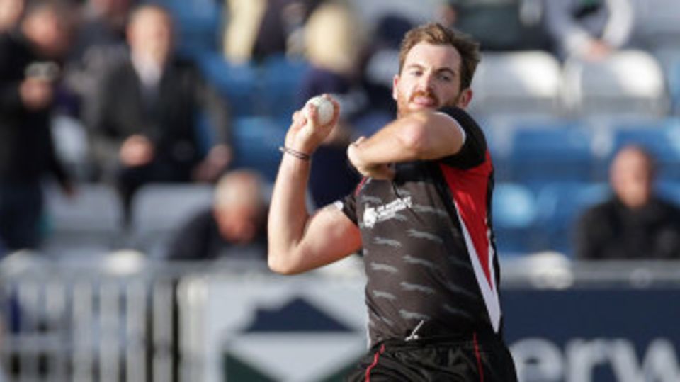 Ben Raine arrives at the crease