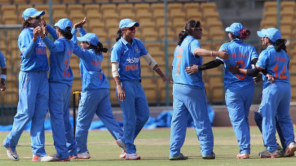 Indian players celebrate their 17-run win