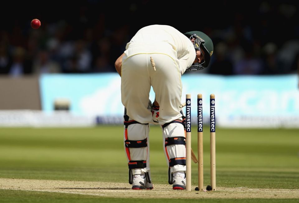 ...and Mitchell Marsh playing on to his stumps