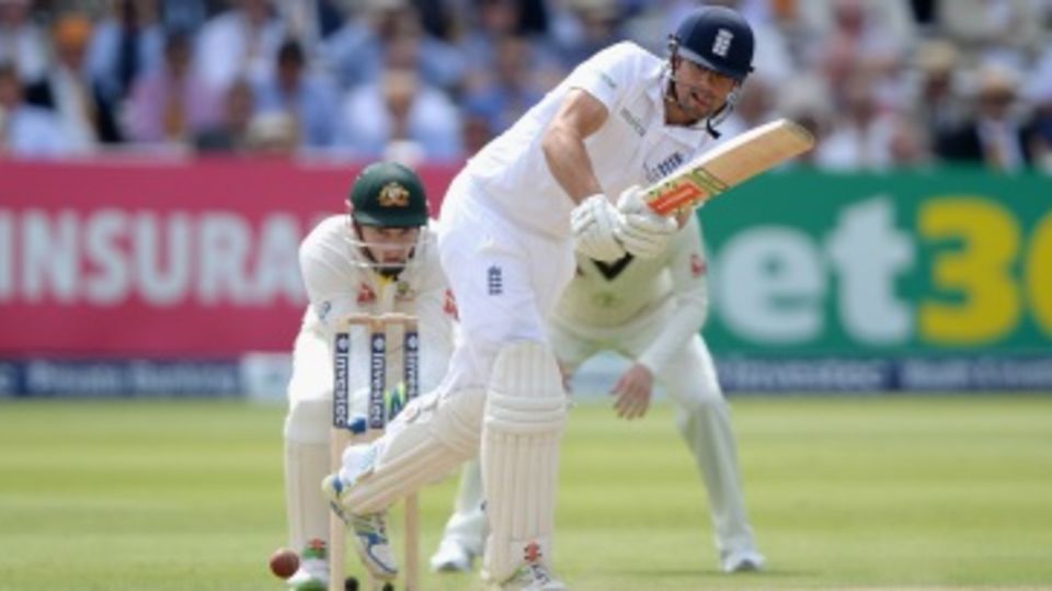 The leg side was productive for Alastair Cook
