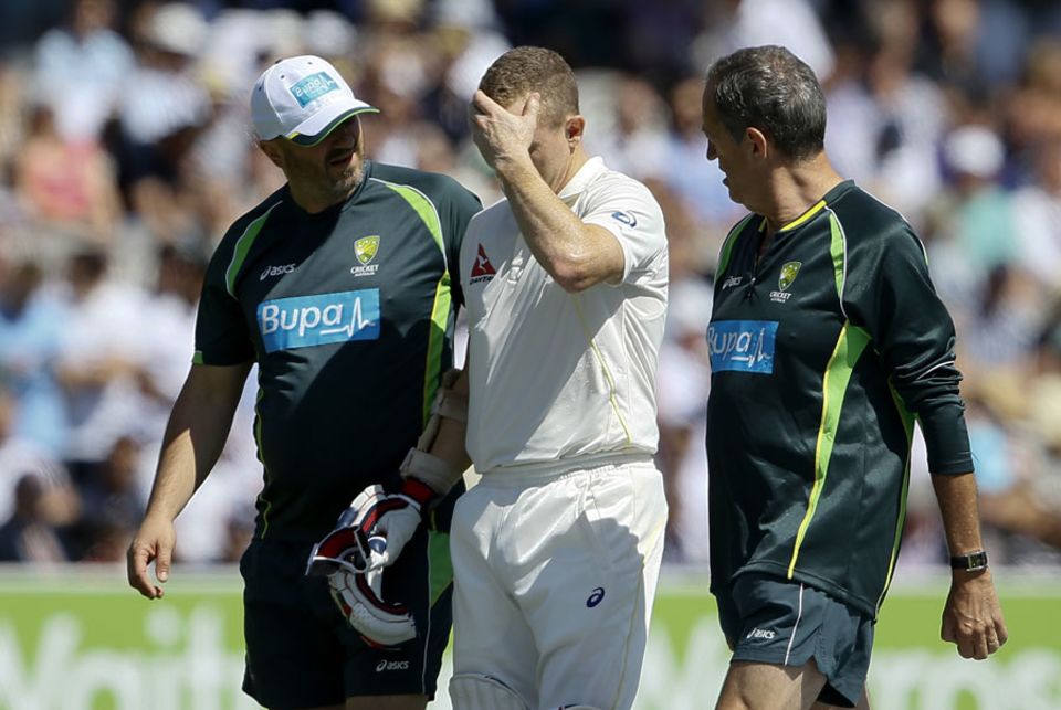 Chris Rogers retired hurt on the final morning of the Lord's Test