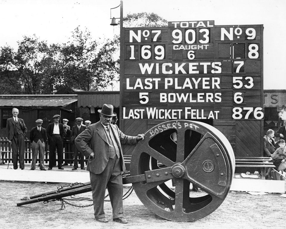 Martin poses with his four-ton roller at the end of the match