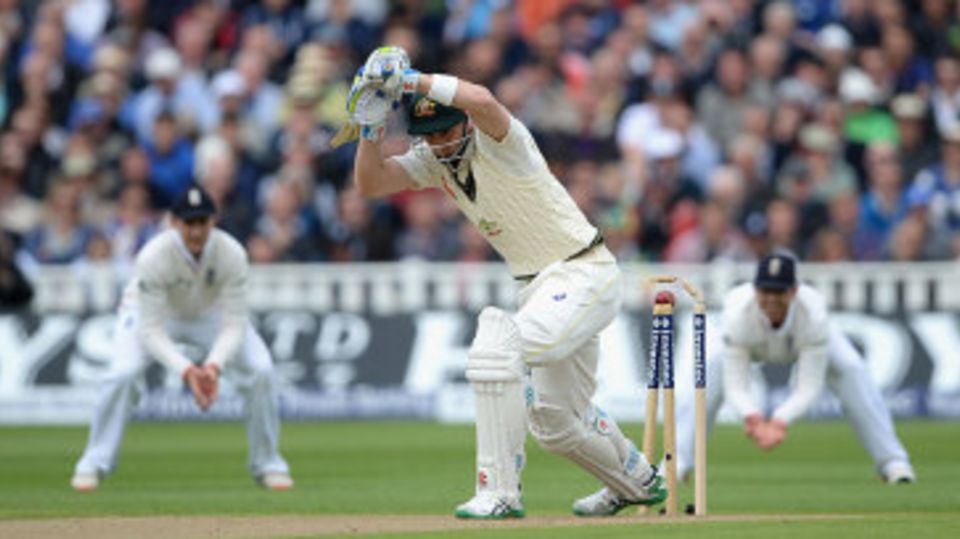 Peter Nevill shouldered arms to be bowled by a rampant James Anderson