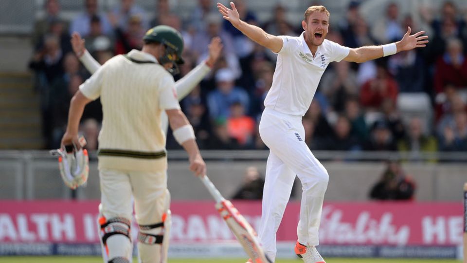 ... he fell lbw to Broad for 6