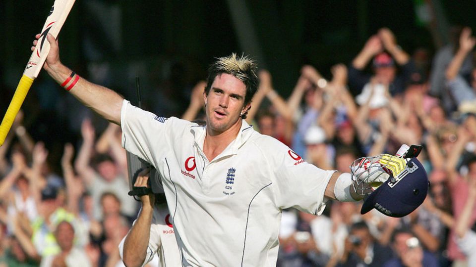 Kevin Pietersen celebrates his century