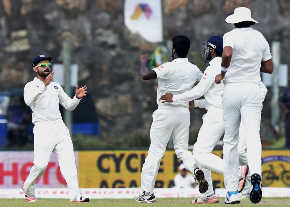 Varun Aaron struck with the first ball of the third day to remove nightwatchman Dhammika Prasad after Sri Lanka resumed on 5 for 2