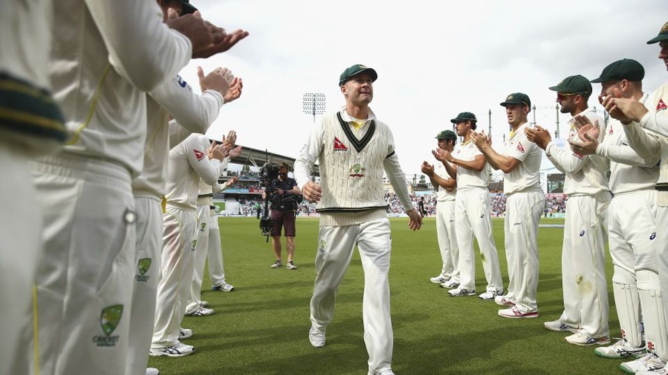 Michael Clarke leaves the field for the final time