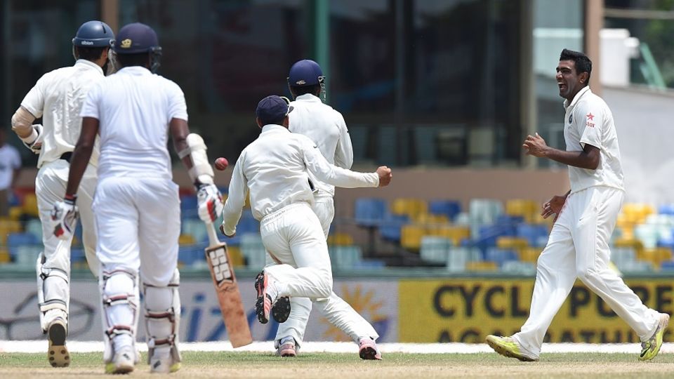 R Ashwin struck in his first over of the day to remove Lahiru Thirimanne