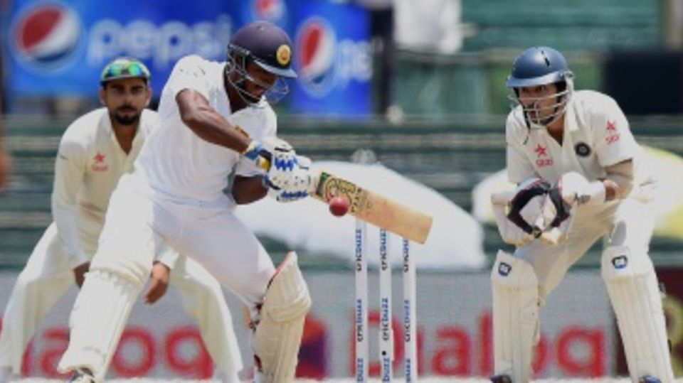 Kusal Perera cuts the ball