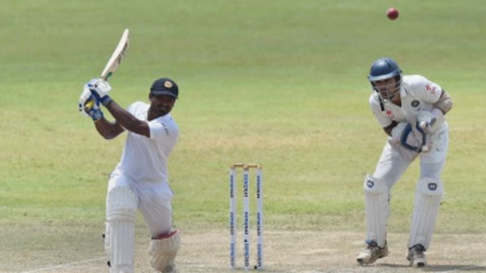 Kusal Perera plays an uppish drive