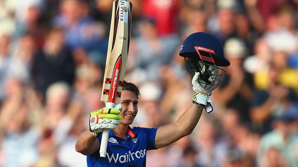 James Taylor celebrates his maiden ODI hundred