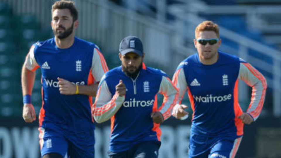 Liam Plunkett, Adil Rashid and Jonny Bairstow train on their home ground