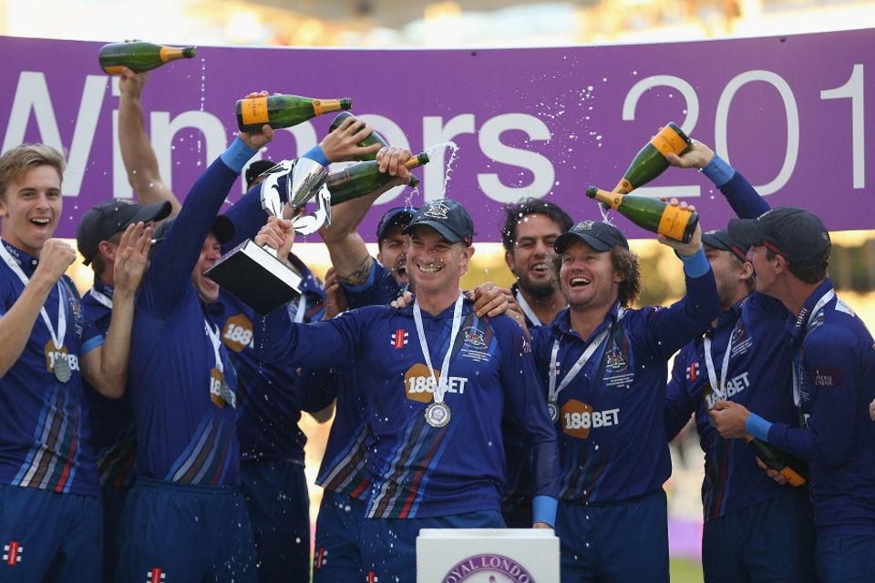 Gloucestershire captain Klinger holds aloft the Royal London trophy