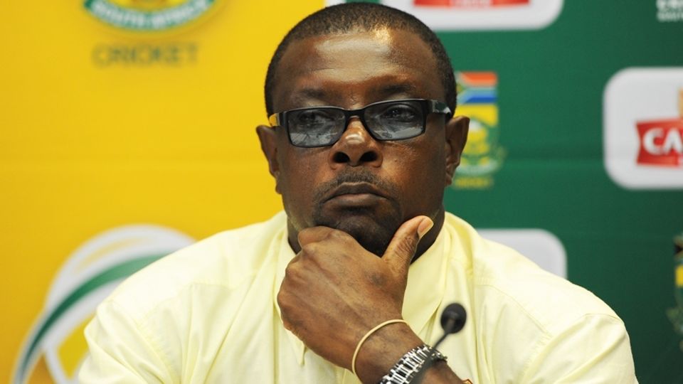 West Indies team manager Richie Richardson speaks to the press