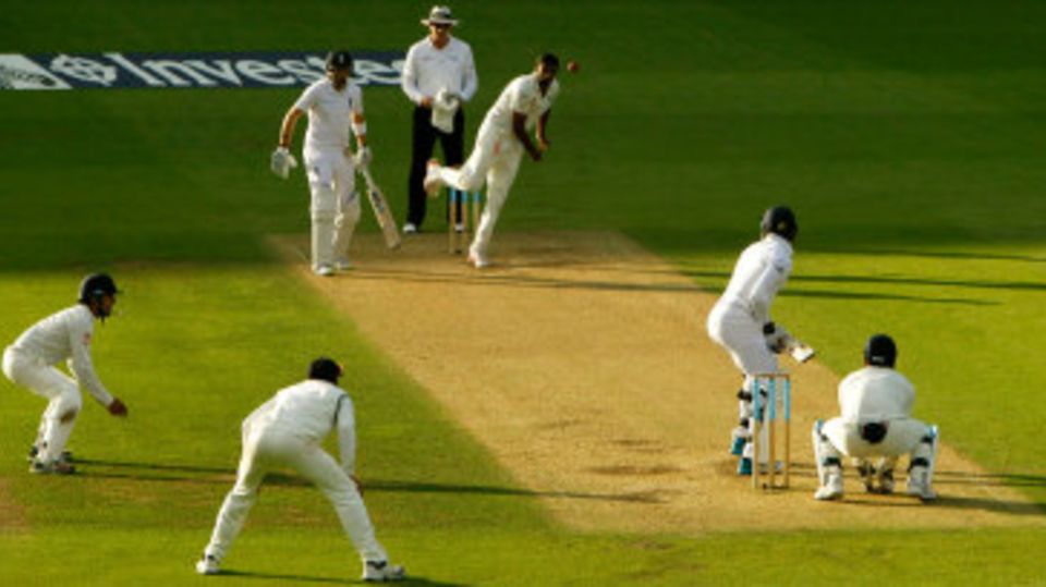 R Ashwin bowls to Chris Jordan