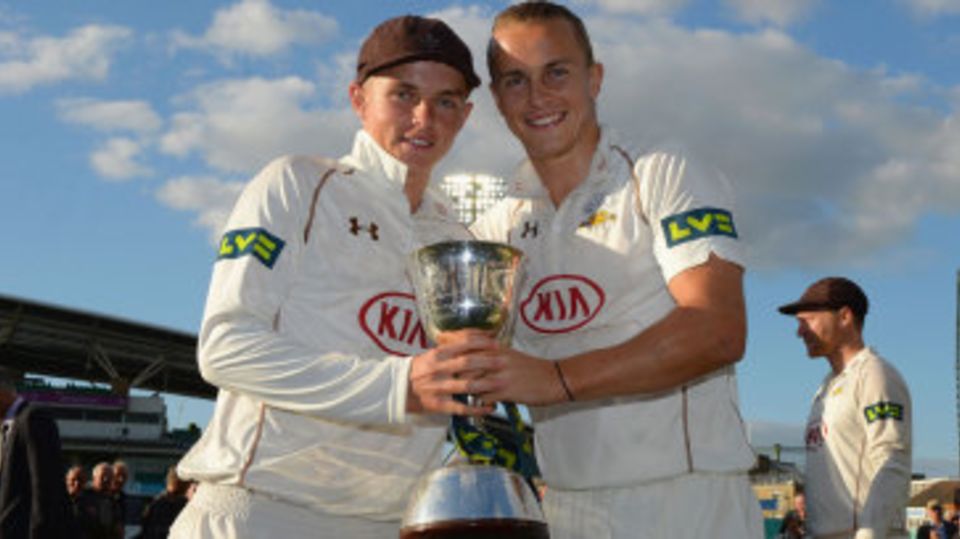 Sam and Tom Curran pose with the Division Two trophy