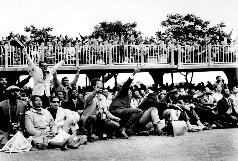 West Indies fans celebrate a wicket at Lord's, 1963