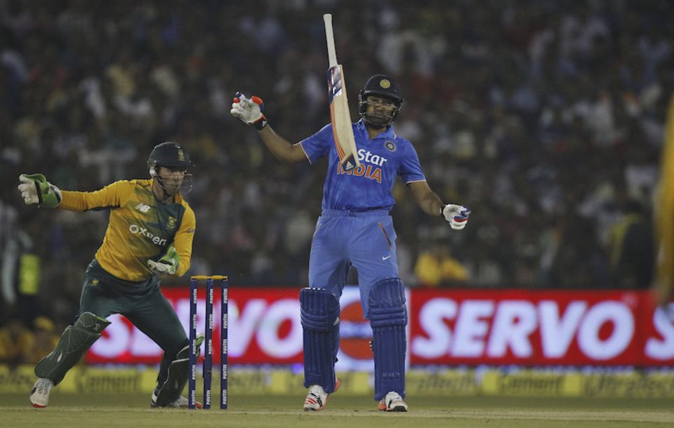 Rohit Sharma got an awkward one from Imran Tahir in the second over