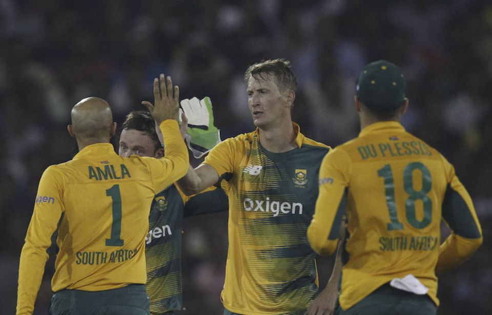 Chris Morris delivered South Africa their first breakthrough, trapping Dhawan lbw