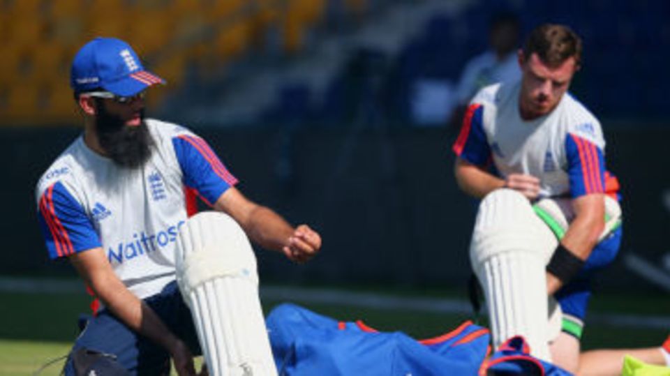 Moeen Ali and Ian Bell pad up for batting practice