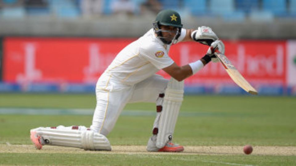 Misbah-ul-Haq drives through the covers