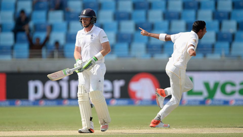 ... but Ian Bell's struggles continued as he was caught behind off Imran Khan for 4