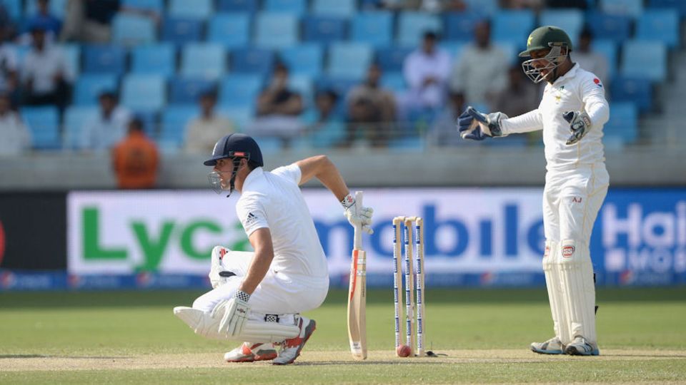 Cook had one major let-off when a ball from Yasir Shah struck his stumps but didn't dislodge the bails