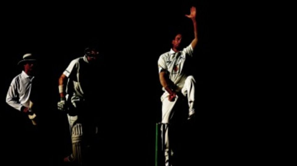 John Hastings in action with the pink ball